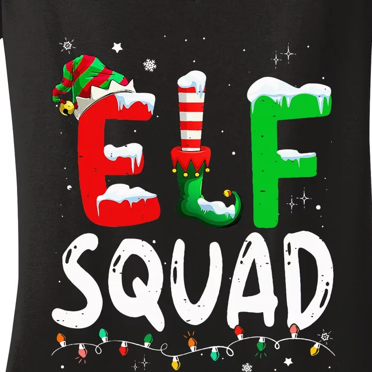 Elf Family Xmas Matching Pajamas Elf Squad Women's V-Neck T-Shirt