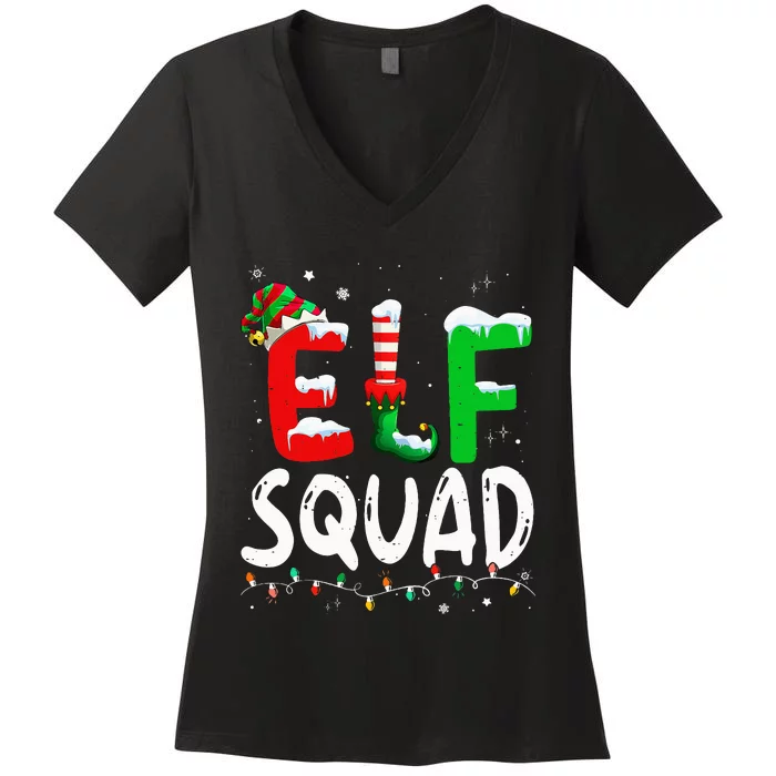 Elf Family Xmas Matching Pajamas Elf Squad Women's V-Neck T-Shirt