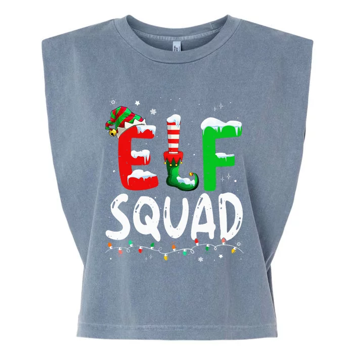 Elf Family Xmas Matching Pajamas Elf Squad Garment-Dyed Women's Muscle Tee