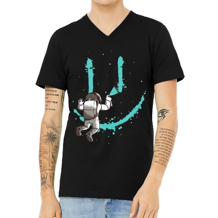 EDM Graffiti Astronaut Design Dance Rave Music Festival V-Neck T-Shirt