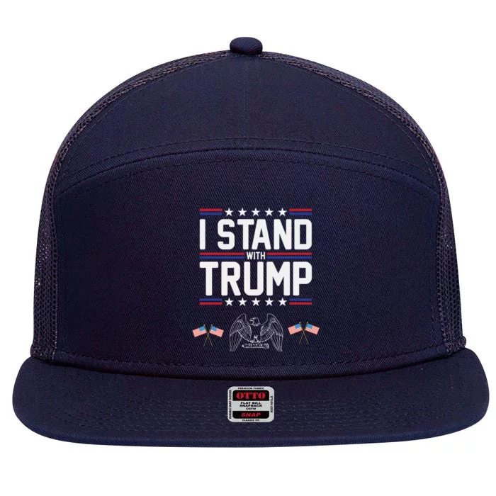 Eagle Graphic American Flag I Stand With Trump Gift 7 Panel Mesh Trucker Snapback Hat