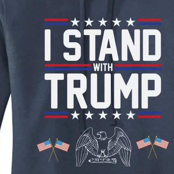 Eagle Graphic American Flag I Stand With Trump Gift Women's Pullover Hoodie