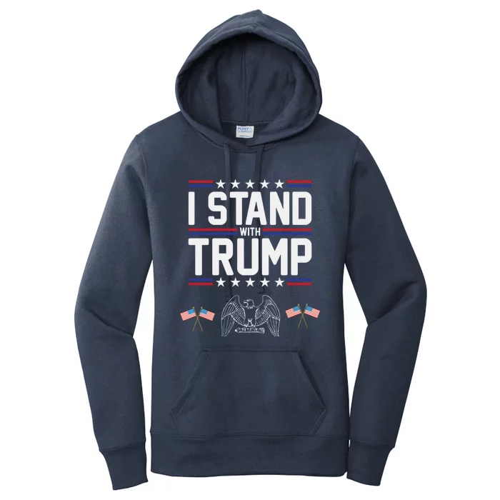 Eagle Graphic American Flag I Stand With Trump Gift Women's Pullover Hoodie