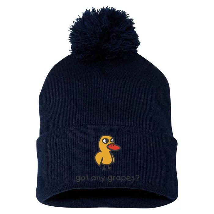 Embroidered Got Any Grapes Duck Pom Pom 12in Knit Beanie