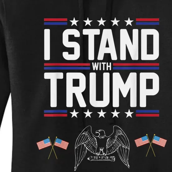 Eagle Graphic American Flag I Stand With Trump Women's Pullover Hoodie