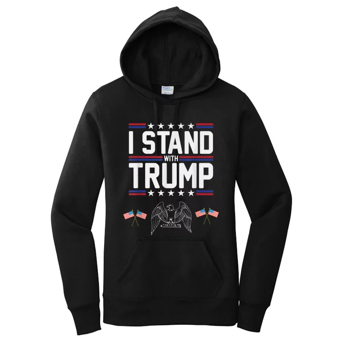 Eagle Graphic American Flag I Stand With Trump Women's Pullover Hoodie