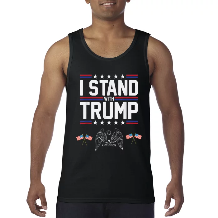 Eagle Graphic American Flag I Stand With Trump Tank Top