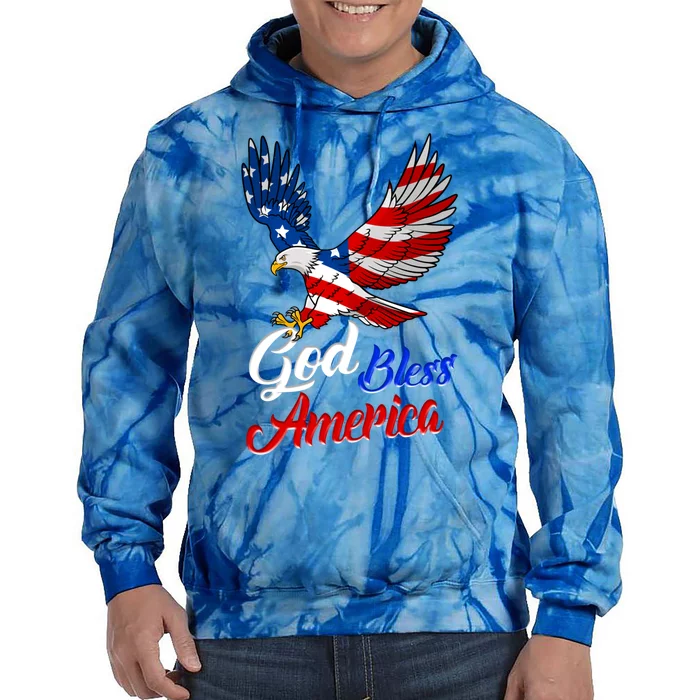 Eagle God Bless America 4th Of July Patriotic Gift Tie Dye Hoodie