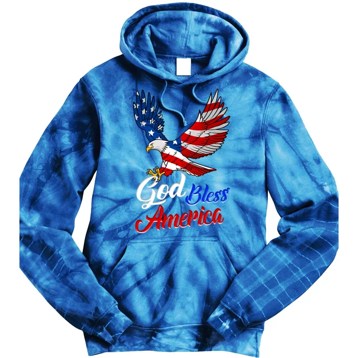 Eagle God Bless America 4th Of July Patriotic Gift Tie Dye Hoodie