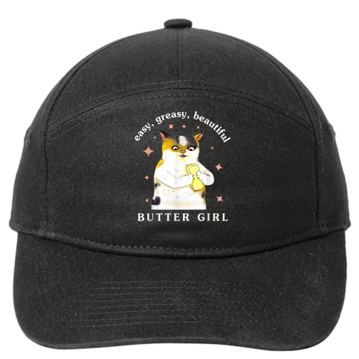 Easy Greasy Beautiful Butter Girl Meow Cat 7-Panel Snapback Hat