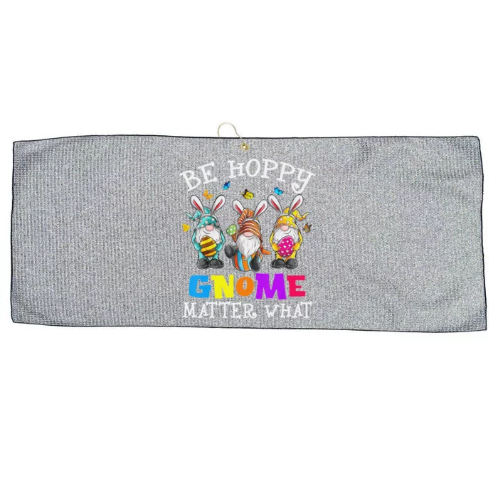 Easter Gnome Be Hoppy Spring Easter Bunny Pun Large Microfiber Waffle Golf Towel