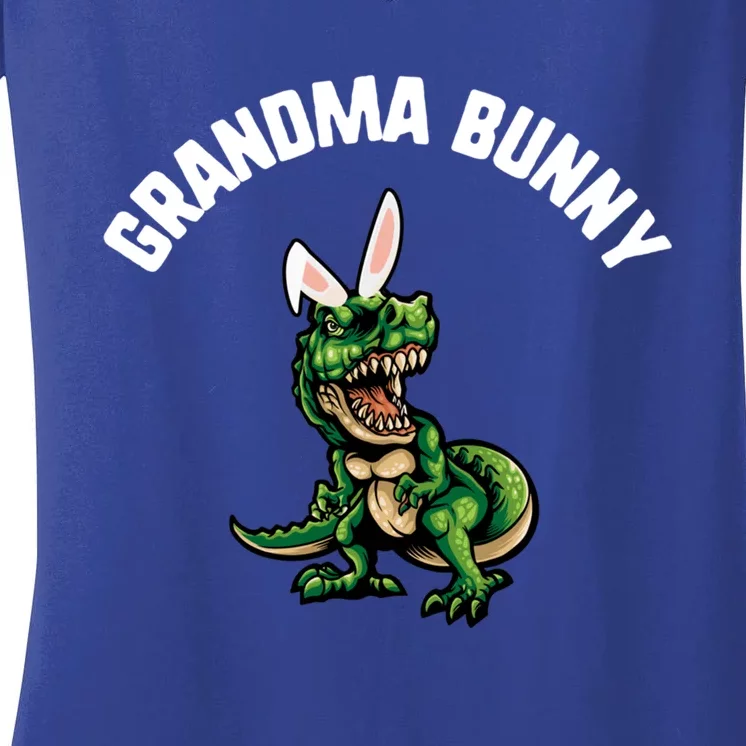 Easter Grandma Bunny Trex Dinosaur Bunny Ears Meaningful Gift Women's V-Neck T-Shirt