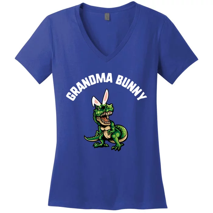 Easter Grandma Bunny Trex Dinosaur Bunny Ears Meaningful Gift Women's V-Neck T-Shirt