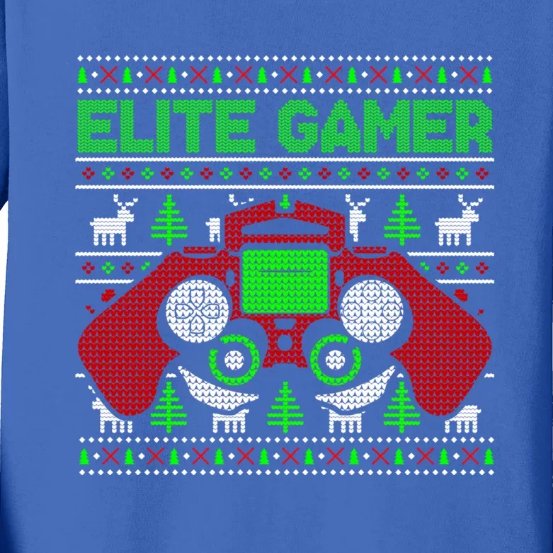 Elite Gamer Christmas Video Game Ugly Sweater Gaming Nerds Great Gift Kids Long Sleeve Shirt