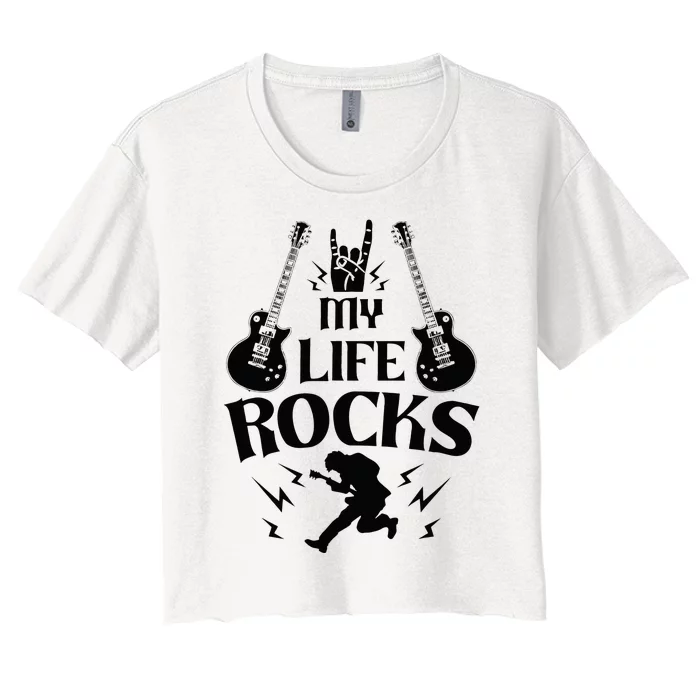 Electric Guitar Cool Guitarist Guitar Player Women's Crop Top Tee