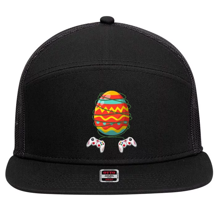 Easter Gamer Controller Egg Gaming Lover 7 Panel Mesh Trucker Snapback Hat