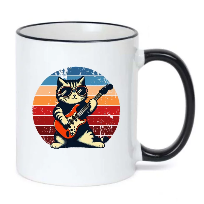 Electric Guitar Cat Rock Music Funny Cat Black Color Changing Mug