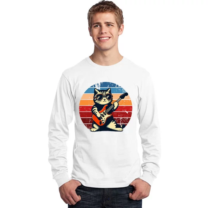 Electric Guitar Cat Rock Music Funny Cat Tall Long Sleeve T-Shirt