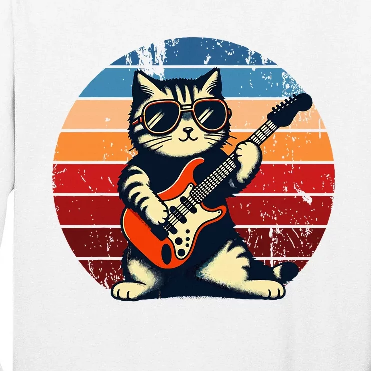 Electric Guitar Cat Rock Music Funny Cat Tall Long Sleeve T-Shirt