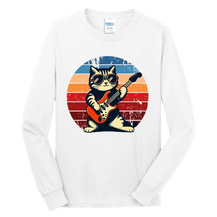 Electric Guitar Cat Rock Music Funny Cat Tall Long Sleeve T-Shirt