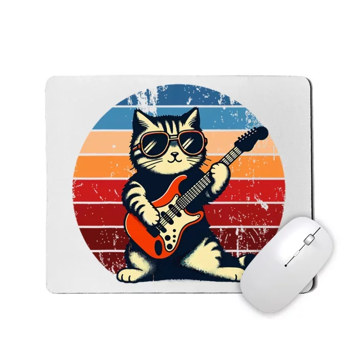 Electric Guitar Cat Rock Music Funny Cat Mousepad