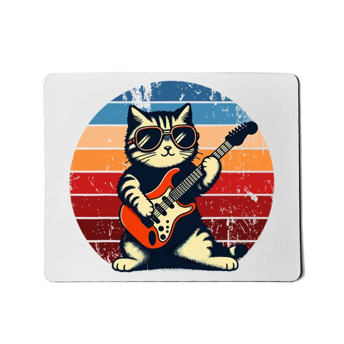 Electric Guitar Cat Rock Music Funny Cat Mousepad