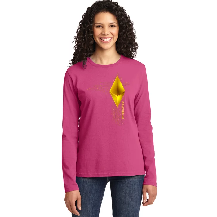 Ethereum GOLD ETH Cryptocurrency Bitcoin Ladies Long Sleeve Shirt