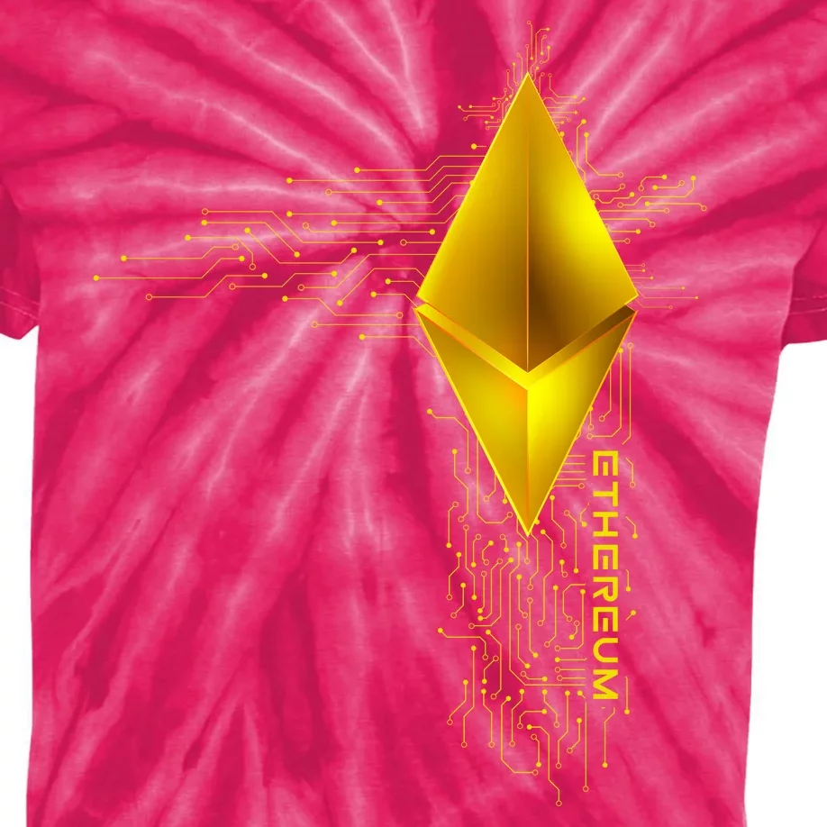 Ethereum GOLD ETH Cryptocurrency Bitcoin Kids Tie-Dye T-Shirt