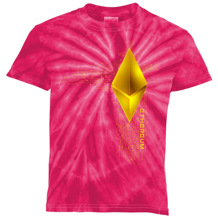 Ethereum GOLD ETH Cryptocurrency Bitcoin Kids Tie-Dye T-Shirt