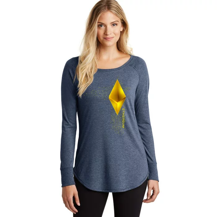 Ethereum GOLD ETH Cryptocurrency Bitcoin Women's Perfect Tri Tunic Long Sleeve Shirt