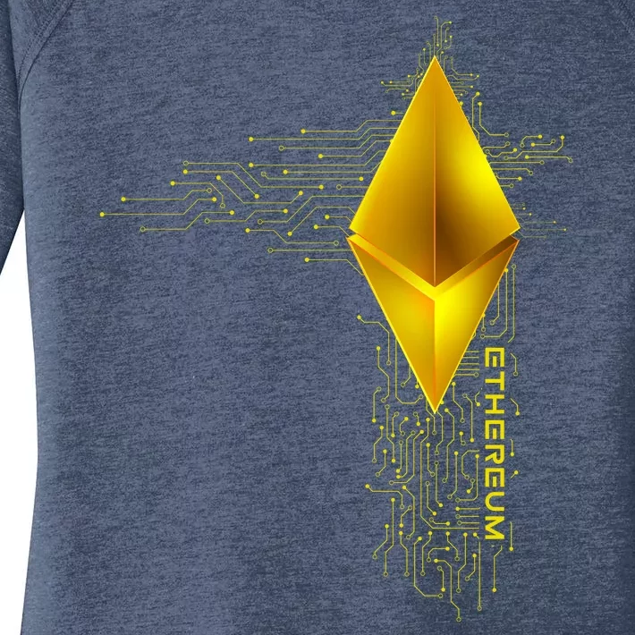 Ethereum GOLD ETH Cryptocurrency Bitcoin Women's Perfect Tri Tunic Long Sleeve Shirt