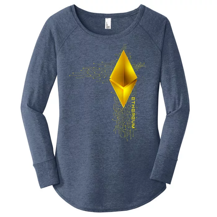 Ethereum GOLD ETH Cryptocurrency Bitcoin Women's Perfect Tri Tunic Long Sleeve Shirt