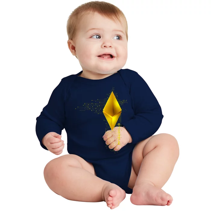 Ethereum GOLD ETH Cryptocurrency Bitcoin Baby Long Sleeve Bodysuit