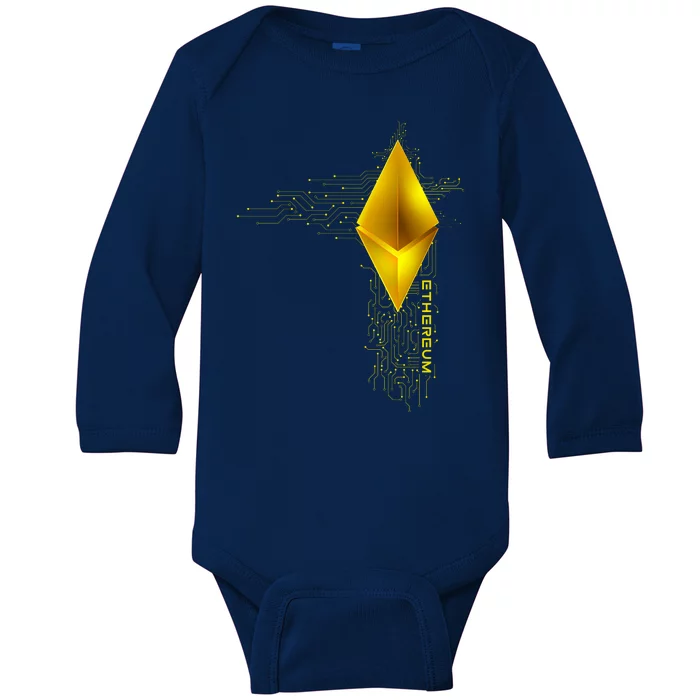 Ethereum GOLD ETH Cryptocurrency Bitcoin Baby Long Sleeve Bodysuit