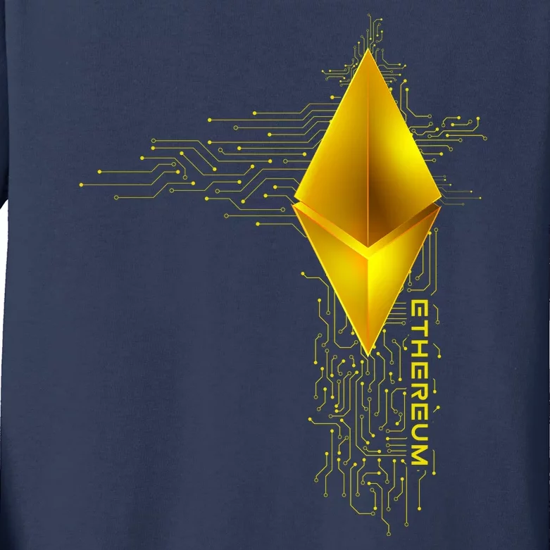 Ethereum GOLD ETH Cryptocurrency Bitcoin Kids Long Sleeve Shirt