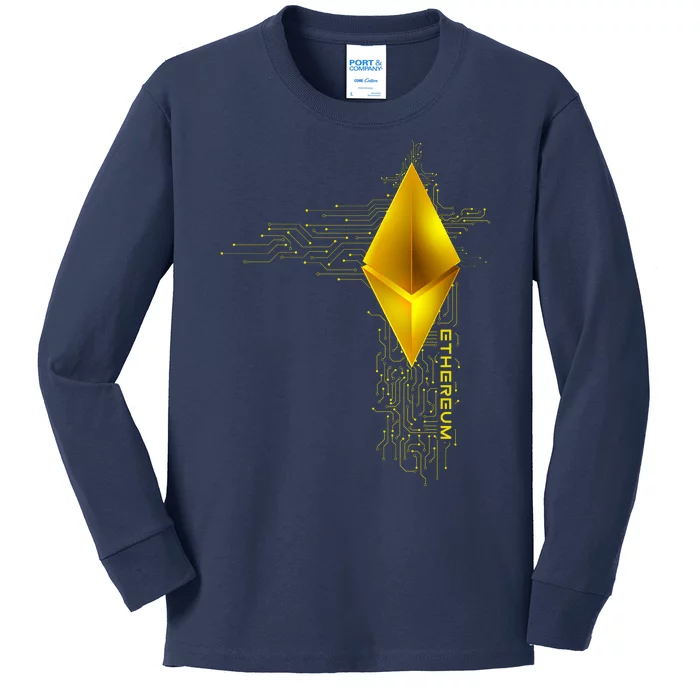 Ethereum GOLD ETH Cryptocurrency Bitcoin Kids Long Sleeve Shirt