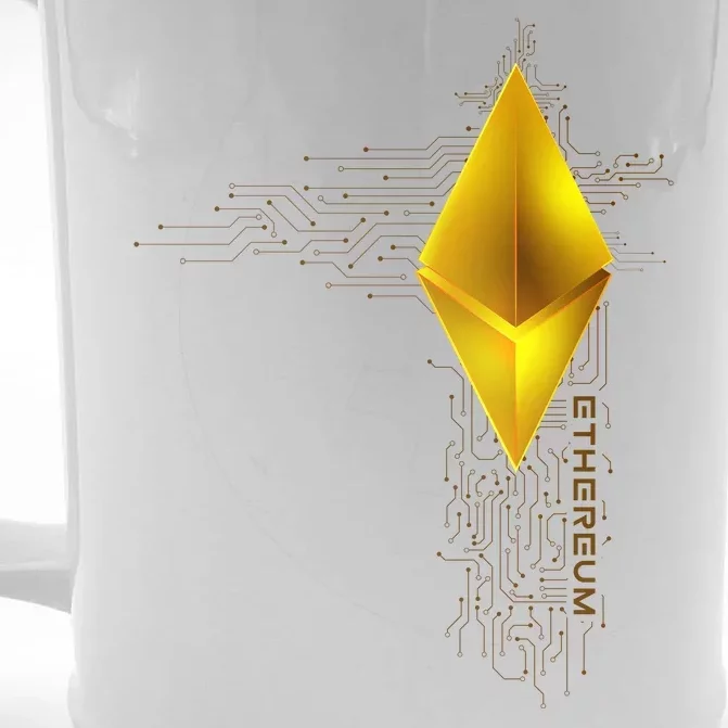 Ethereum GOLD ETH Cryptocurrency Bitcoin Front & Back Beer Stein