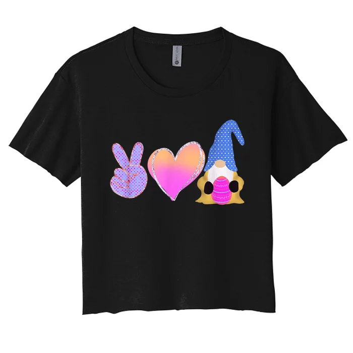 Easter Gnome Egg Peace Women's Crop Top Tee