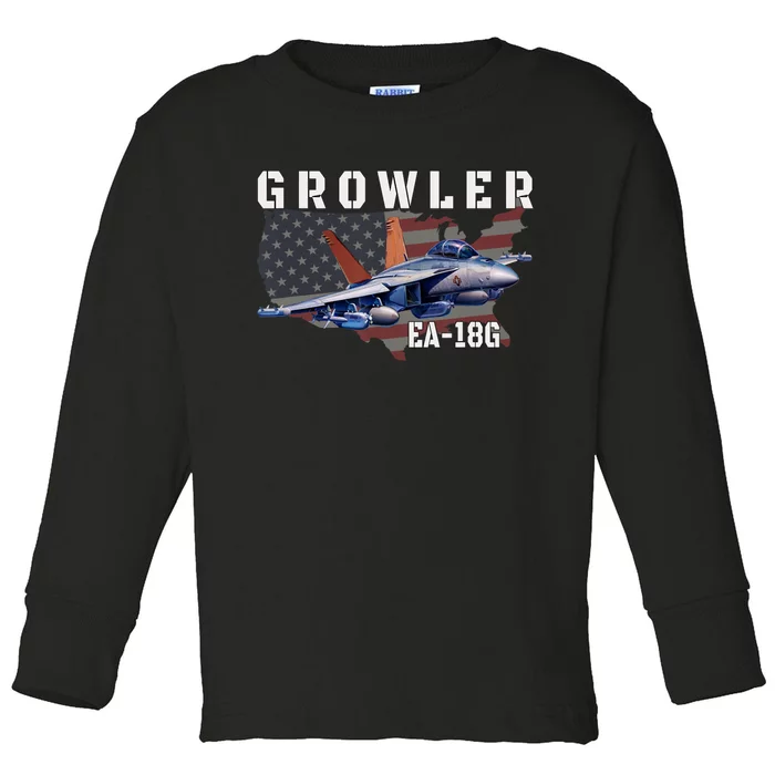 Ea18G Growler Electronic Warfare Aircraft Military Aviation Toddler Long Sleeve Shirt