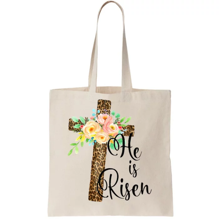 Easter Gifts For Christian Mom He Is Risen Leopard Tote Bag