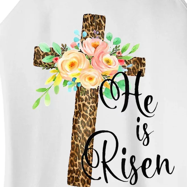 Easter Gifts For Christian Mom He Is Risen Leopard Women’s Perfect Tri Rocker Tank