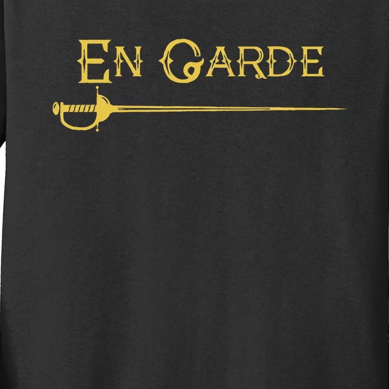 En Garde Fencing Fencer Swordsman Rapier Sabre Mask Sword Kids Long Sleeve Shirt