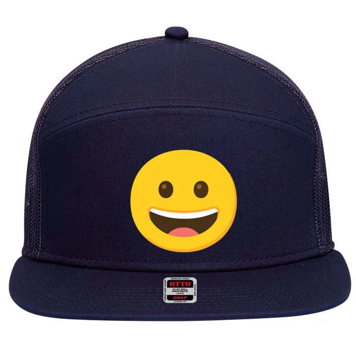 Emoticon Grinning Face Happy 7 Panel Mesh Trucker Snapback Hat