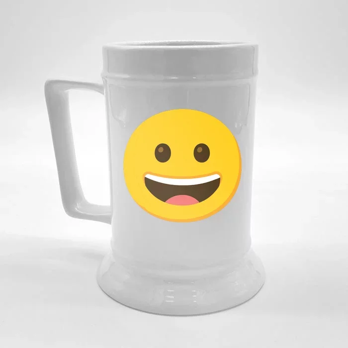 Emoticon Grinning Face Happy Front & Back Beer Stein