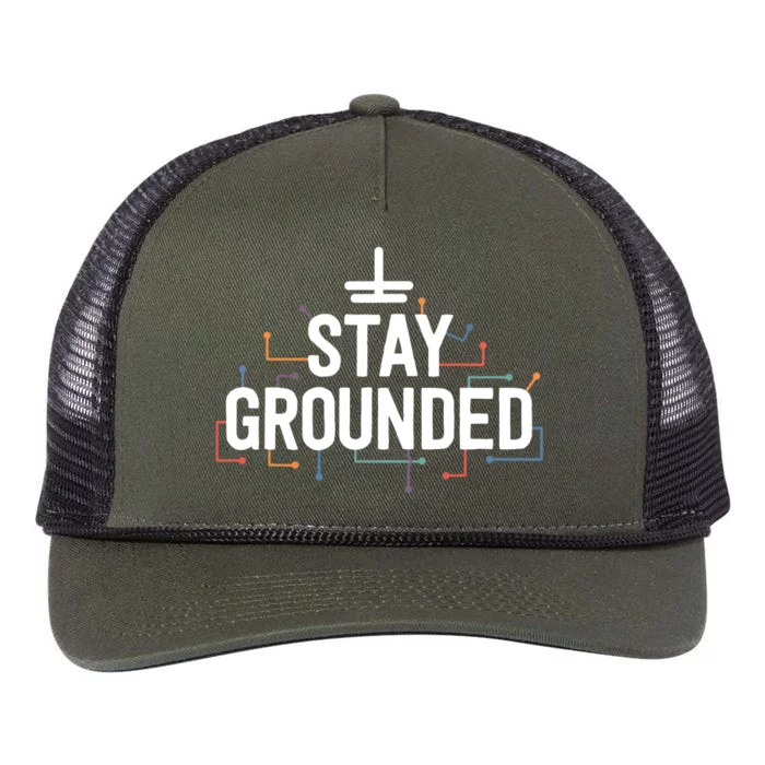 Electrician Gifts For Men Funny Electrical Stay Grounded Retro Rope Trucker Hat Cap