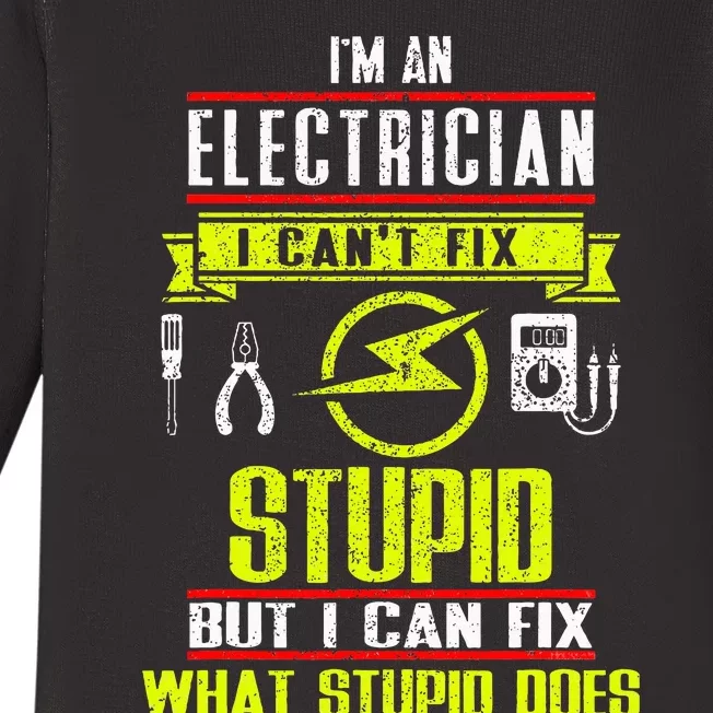 Electrician Gifts for Funny electrical Design. Baby Long Sleeve Bodysuit