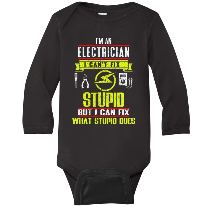 Electrician Gifts for Funny electrical Design. Baby Long Sleeve Bodysuit