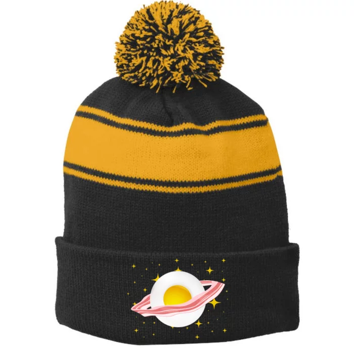 Egg Bacon Planet Stripe Pom Pom Beanie