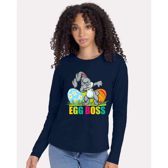 Egg Boss Dabbing Easter Bunny Womens Cotton Relaxed Long Sleeve T-Shirt