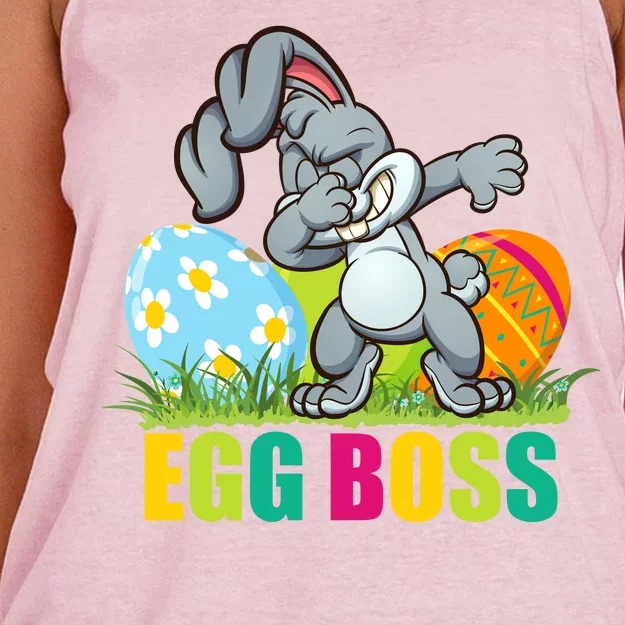 Egg Boss Dabbing Easter Bunny Women's Knotted Racerback Tank